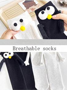 1 Pair, Summer, New, Cartoon, Casual, Soft, Socks, Elementary School, Breathable Socks, Suitable For Mother's Day, Party, Daily, Children's Socks, White, Heelless Doll, Stockings - Multicolor - View 10