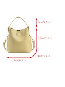 Bolso de mano elegante y simple de unicolor con patrón de litchi miniatura, versátil y adecuado para ir de compras y salidas casuales - Verde - Ver 2
