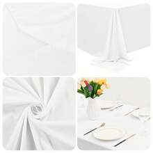 fani 6 Packs Tablecloth 90 X 132 Inch,  Polyester Table Cloth For 6ft Rectangle Tables, Stain And Wrinkle Resistant Washable Fabric Table Cover For Wedding Banquets Parties Buffet Dining Table - White - View 6