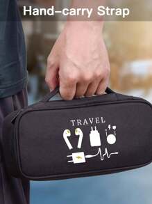 电子配件旅行收纳包，便携式旅行必备小袋，可收纳数据线、硬盘、移动电源（拉链款随机发货） - 黑色 - 查看 5