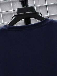 Plus Size Men's Galaxy Print Round Neck Casual Short Sleeve T-Shirt, Versatile Commute Wear - Royal Blue - View 4