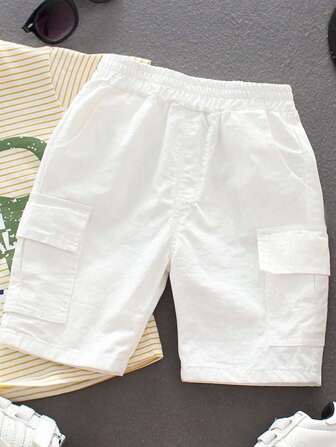 Calças de cintura elástica estilo casual para férias de verão para meninos