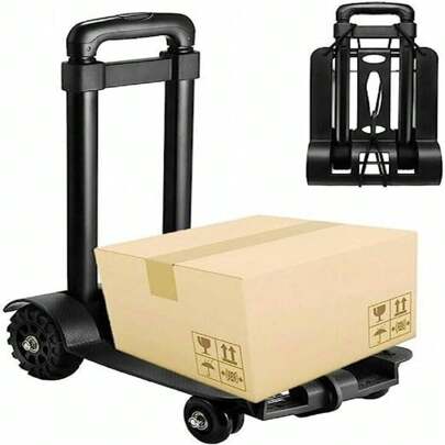Folding Hand Trucks 75kg Adjustable Heavy Duty Folding Lightweight Sack Barrows Noiseless Industrial-Warehouse Hand Trolley For Lifting Luggage Personal Travel Auto Moving And Office