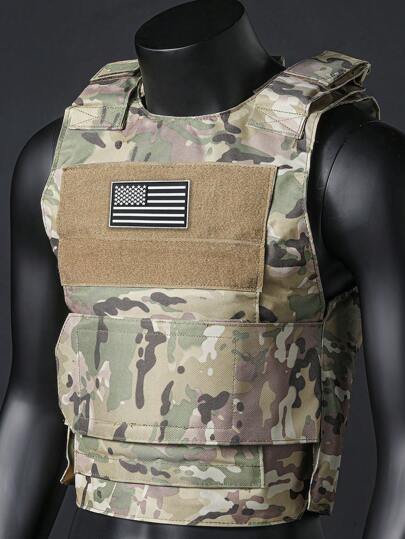 Breathable Gear Training Vest With US Flag Patch, Back Pocket For Water Bladder And Other Gear