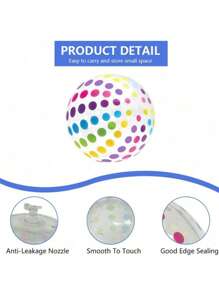 1pc Striped Clear Inflatable Ball, PVC Colorful Dotted Striped Print Sports Accessories Inflatable Ball, Home Party Game Props, Pool Party Decor, Souvenir Gift - Multicolor - View 6
