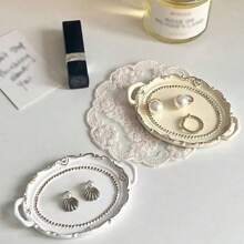 1pc Elegant Lace Jewelry Display Tray, Suitable For Photography Props, Still Life Arrangement, Decorative Storage, Photography Backdrops Summer Storage Organizer Gift Back To School