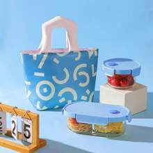 1 Bolsa Grossa para Lanche com Isolamento, Bolsa para Lanche com Desenho à Mão Livre, para Estudante e Trabalhador de Escritório, com Arroz