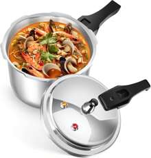 4L Stainless Steel Pressure Cooker,Pressure Cooker Gas Stove Cooking Pot Tall Pot Kitchen Pressure Pot Pressure Pot for Cooking Pressure Pots Home Pressure Pot Aluminum Alloy Gas Stoves 22L Induction Cooker,Compatible with Gas & Induction Cooker - Plateado - Ver 1