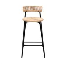 2-Piece Hand Woven Paper Rope Bar Stool Bohemian Round Kitchen Restaurant Bar Chair - Bộ A-2 món (màu gỗ) - Xem 9
