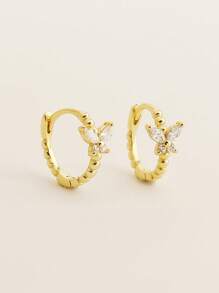 1 Pair 2pcs Cute S925 Silver Butterfly Stud Earrings With Rhinestones, Delicate Sweet Women Jewelry, Birthday Gift