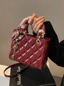 Dedoo kleines und exklusives hochwertiges Daifei Damenhandtasche für 2025, modisches neues Diamant-Gitter Design, Schulter-Umhängetasche, Weihnachtsgeschenk, für Reise und Party - Rot - Übersicht 3