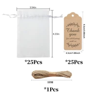 10-600 Pieces Of Mesh Bag With Thankyou Card, Organza Transparent Packaging Bag, Mesh Bag Gift Drawstring Bag, Thankou Card Packaging Label, Gift Thank-You Card, Suitable For Birthday Parties, Father's Day, Mother's Day, Wedding Parties, Graduation Ceremonies, Gender Disclosure Parties, Welcome Parties, Theme Parties, Retirement Parties, Graduation Parties, And Other Holiday Souvenir Packaging, Small Gift Decoration Bags