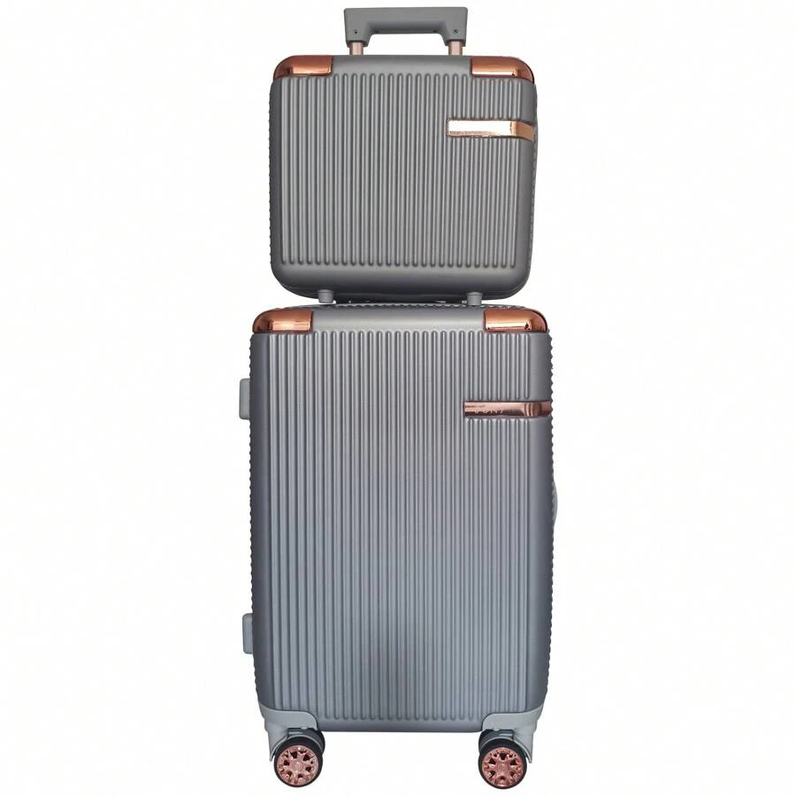 10kg Expandable Carry-On Travel Kit 20 Inches With Security Lock, 360° Wheels + Toiletry Bag - Silver - View 1