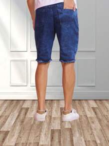 Wholesale Men's Bermuda Jeans Lycra Elastane - Rửa tối - Xem 5