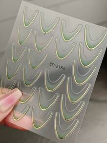 Set da 5 pezzi di decorazioni per unghie primaverili/estive, adesivi per arte di unghie con design a linee e sfumature di colore, stickers autoadesivi per decorazioni unghie fai-da-te, strumenti di guida per unghie a pressione