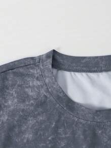 1 件休闲户外简约水洗 T 恤，适合青少年男孩和青少年男孩，春/夏 - 深灰色 - 查看 5