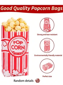 50pcs Popcorn Box Gift Bag With Twist Tie, Popcorn Box Theme Birthday Shower Party Gift Wrapping Supplies, Popcorn Gift Wrapping Supplies Popcorn Gift Bags, Party Favor, Birthday Gift Party Gift, Popcorn Bags Individual Servings, ForFor Home Wedding Party Decoration, Easter Mother's Day, Spring Decorating, Graduation Season - Multicolor - View 3