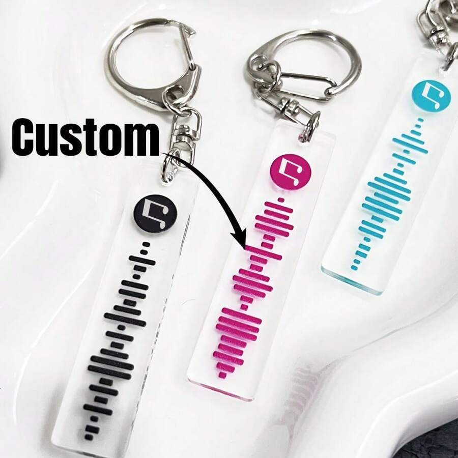 Personalized Acrylic Scannable Spotify Music Song Code Keychain With Picture, Custom Spotify QR Code Key Ring Gift For Men & Women - Multicolor - View 1