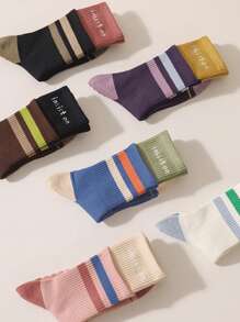 1/3/6 双女式拼色防滑瑜伽和普拉提中筒袜，运动过脚袜，适合在地板上穿着 - 彩色 - 查看 9