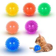 1pc/3pcs TPR Squeaky Dog & Cat Chew Toy Ball With Spiky Tips, Dental Training