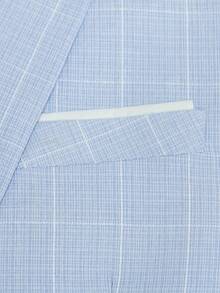 Men's Blue Plaid Casual Slim Fit Suit Jacket Single Button Lightweight Versatile Blazer - Blue - View 3