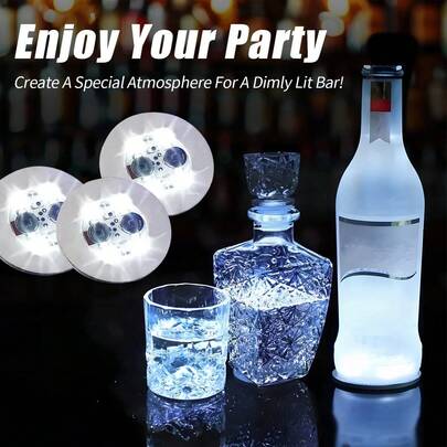 6/12/24 piezas Etiquetas luminosas para botellas, Luces LED para botellas de vino, Luces de decoración para copas de cóctel, Suministros para fiestas y celebraciones, Etiquetas luminosas LED para decoración de botellas, Luces de decoración de bar