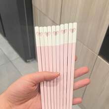[5 Packs Love-Connected Pink Chopsticks]24cm Romantic Tableware - Heart-Shaped Design When Paired,Cute Couple Gift For Valentine's Day/Wedding/Anniversary(Dishwasher Friendly),School Supplies