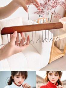 1/2/3 Pcs Cabides de madeira com 8 ganchos, cabides ondulados de madeira real para camisas, coletes, gravatas, armazenamento de sutiãs, organizador economizador de espaço em dormitórios. Podem ser usados para pendurar armários, gravatas, cachecóis, cintos, etc.