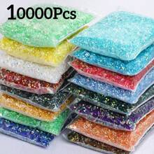 10,000 件 3 毫米平底树脂美甲水钻，DIY 或沙龙美甲平底美甲闪光适用于配饰、鞋子、衣服、化妆品、包包、美甲装饰混合形状水晶美甲宝石套装带钻笔美甲用品指甲美甲饰品
