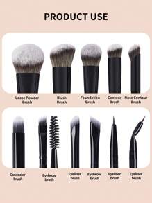 MAANGE 11pcs Professional Facial Makeup Brush Set With Paper Box ,2pcs Eyebrow Brush,2pcs Eyeliner Brush,Foundation Brush,Contour Brush,Blush Brush,Eyeshadow Brush,Nose Contour Brush ,Concealer Brush Makeup Brush With Soft Fiber For Powder,Liquid,Cream For Easy Carrying,Brush For Travel - 黑色 - 查看 3