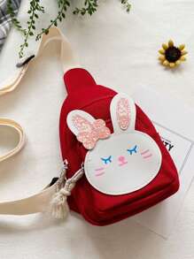 1pc Nylon Zipper Closure Korean Children'S Bag Girls Messenger Bag Fashionable Princess Girl Baby Cute Bunny Chest Bag, Comfortable And Adjustable Shoulder Straps, Versatile And Not Picky, Suitable For Outdoor, Play, Commuting, School Use, A Perfect Gift For Girls - Cartoon Chest Bag - View 12