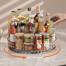 1pc 360 Degree Rotating Makeup Storage Tray, Multifunctional Desktop Organizer Box, Large Capacity Bathroom Shelf, Kitchen Spice Rack, Entryway Fragrance Holder - Multicolor - View 3