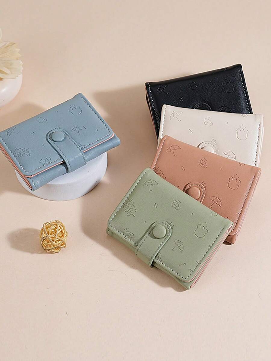 Cartoon Umbrella Pattern Wallet, Short Bifold Large Capacity Coin Purse, Multi-Function Coin Pouch - Multiple Colors Available For Women Wallet Mini Wallet Purse Wallet Small Wallet Cute Wallet Coin Wallet Travel Essential Summer - Multicolor - View 1