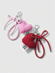 1pc Fashionable Exquisite Sweet Luxurious High-Quality Plush Heart Leather Bowknot Keychain Suitable For Women And Girls Daily Wear Holiday Gift Bridesmaid Gifts Bows Y2K Accessories Lanyard For Keys - Multicolor - View 15