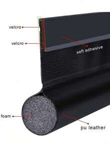 1/2pcs Self-Adhesive Leather Door Seal Strip - Windproof, Soundproof, Waterproof And Insect-Proof - Multicolor - View 8