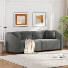 MERAX 87" Curved Contemporary Sofa In Sleek Grey: Plush Seating, Streamlined Design, And Durable Frame – Ideal For Stylish Living Spaces - Grey - View 2