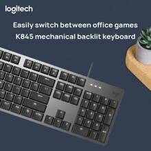 Logitech Keyboard K845 Wired Connection Comfortable Input Adjustable Tilt Angle 5 Backlight Modes Aluminum Shell Design Excellent Mechanical Key Switch Mechanical Feel
