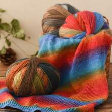 300g Ombre Rainbow Yarn Balls, Multi-Color Long Gradient Dye Wool Yarn For DIY Knitting Crafts, 3pcs/Pack