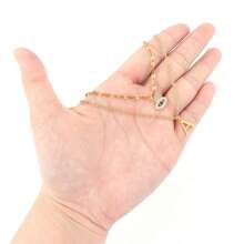 2 件/套全新密镶锆石眼睛字母吊坠金色不锈钢唇链颈链多层链条项链女式