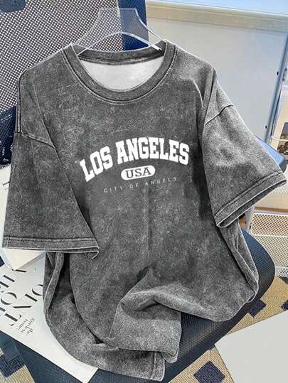 1 件男童和青少年休闲户外简约水洗 T 恤，春/夏