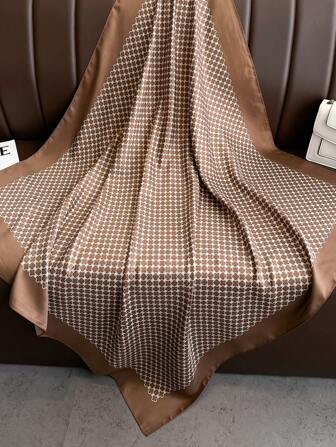 1pc Women's Spring And Summer Striped Silk Imitation Scarf Twill Scarf Hair Versatile Fashion Square Scarf Bandana Sunscreen Shawl Suitable For Daily Use For Dress