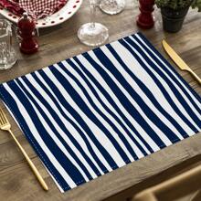 2/4pcs Simple Geometric Square Placemats, Abstract Neutral Style Artwork In Black & White, Blue, And Brown Linen Tablemats, Suitable For Daily Dining Table, Kitchen, Dining Room Decor, Home Decor, Holiday Decor, Tabletop Decor, Outdoor Picnic Decor, And Gifts, 12x16.5 Inches