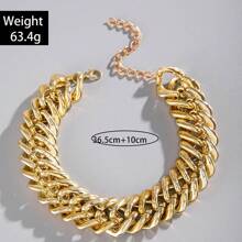 1 件复古朋克风格铁链几何项链，独特的嘻哈粗链颈链，适合女士，可作为派对礼物 - 銀色 - 查看 5