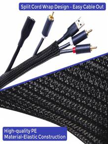 3.3 英尺/1 米 - 电线整理器、用于电缆管理的电缆套管、用于宠物的电线缠绕电线保护管、PC 电缆缠绕器、计算机电缆整理器套管 - 黑色 - 黑色 - 查看 3