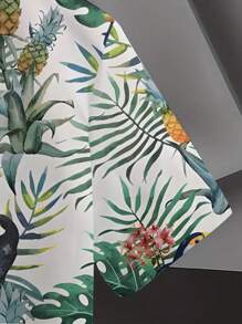 Summer Men's Coconut Tree 3D Digital Printed Short Sleeved Shirt, Men's Hawaiian Vacation Beach Shirt