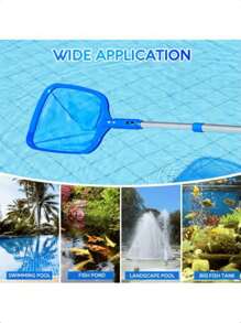 Swimming Pool Skimmer Net Set With 3-Section Telescoping Aluminum Pole, 17"-35" Adjustable Length - Fine Mesh Deep Bag Leaf Catcher Cleaner For Pool Maintenance - Blue - View 5