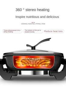 AORAN Electric Frying Pan,12x12 Inch Non-Stick Ceramic Electric Pot With Glass Lid - 1500W Adjustable Temperature Controller, Aluminum Base For Even Heat Distribution, Frying Baking Steaming Boiling, Easy Clean & 110V US Plug, Home Kitchen Essentials ﻿ - US A Type Plug(110-127V) - View 10