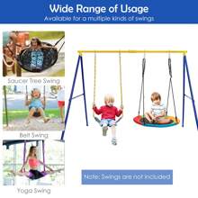 660 LBS Heavy-Duty Metal Swing Frame Extra Large Swing Stand For Kids And Adults - 黃色和藍色 - 查看 7