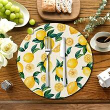 4pcs/6pcs/8pcs/Set Yellow Lemon Theme Placemats, 14 Inch Round Spring/Summer Holiday Table Mats Suitable For Party, Kitchen, Dining Room Decor