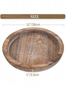 Rustic Wooden Serving Tray Round Wood Decorative Tray Rustic White Centerpiece Candle Holder Trays For Coffee Table Farmhouse Ottoman Tray For Kitchen Counter Home Decor - Coffee Brown - View 3